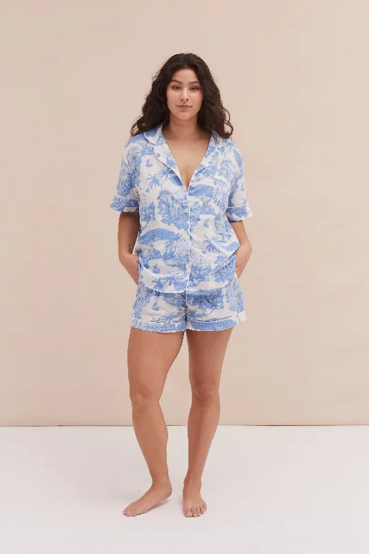 Short Pyjama Set Loxodonta Print Blue