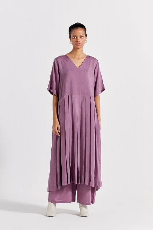 Waist Pleat Tunic Co-ord (Set of  2) - Lilac