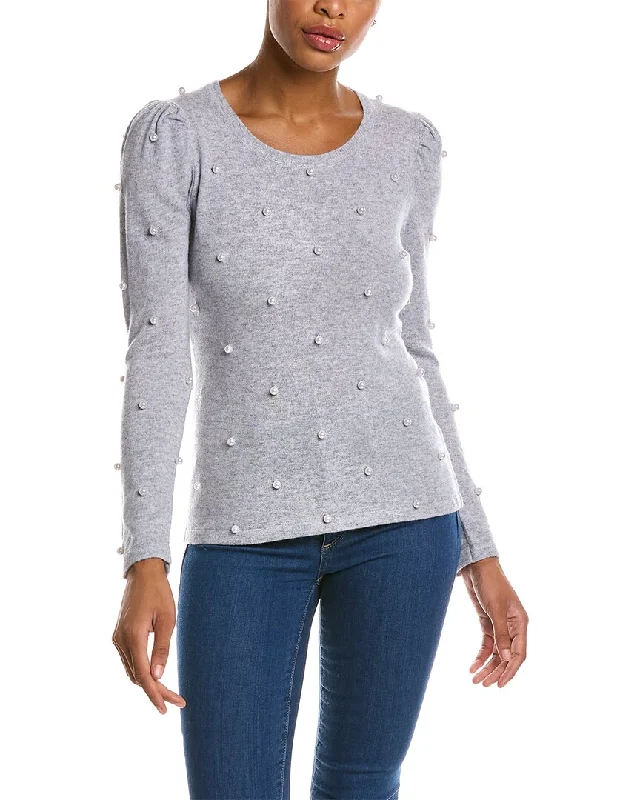 Qi Cashmere Pearl Embellished Wool & Cashmere-Blend Sweater