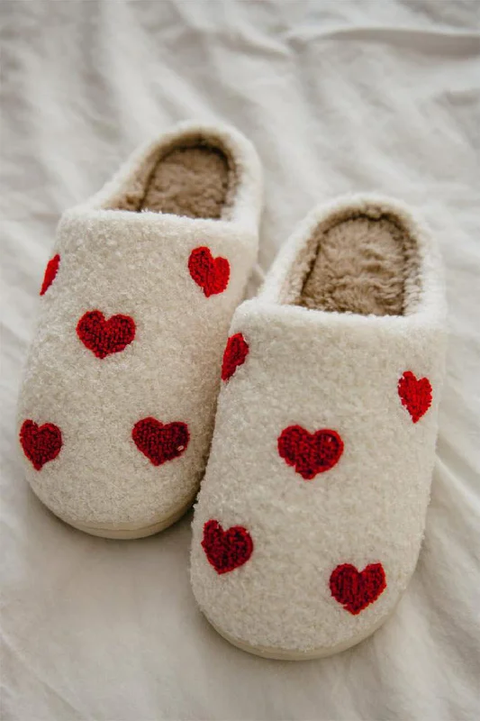 Red Heart Slippers for Women in White | KDC-SLPR-101-WHT