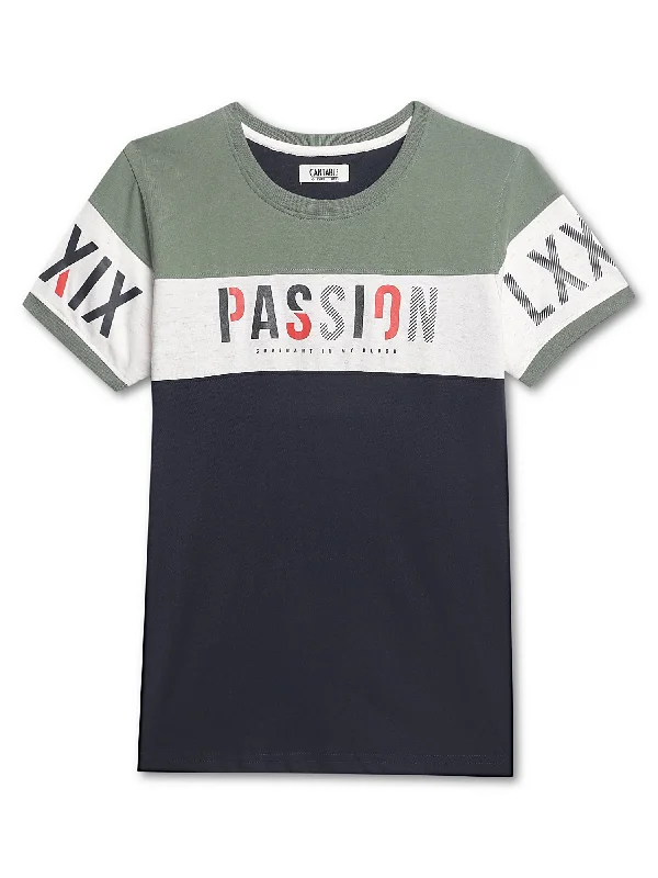 Boys Casual Green Half Sleeve  T-Shirt