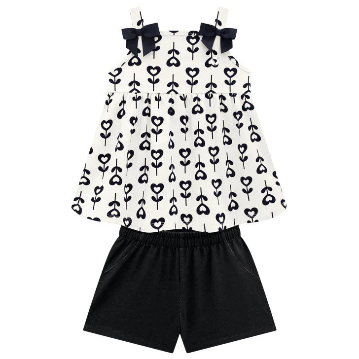 2 Piece Girls Flower Top & Shorts