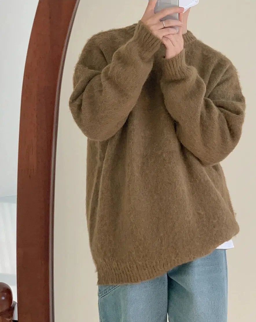 Olive Mohair Pullover Sweater