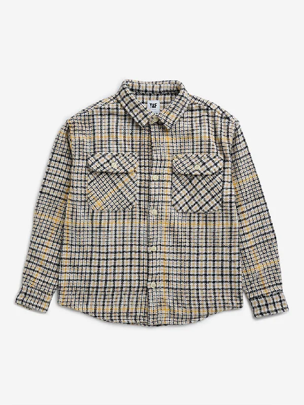 Y&F Kids Beige Checkered Design Shirt