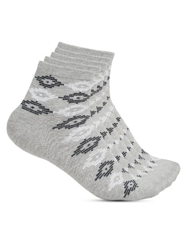 Men's Grey Melange Fashion Ankle length Socks -Pack of 5