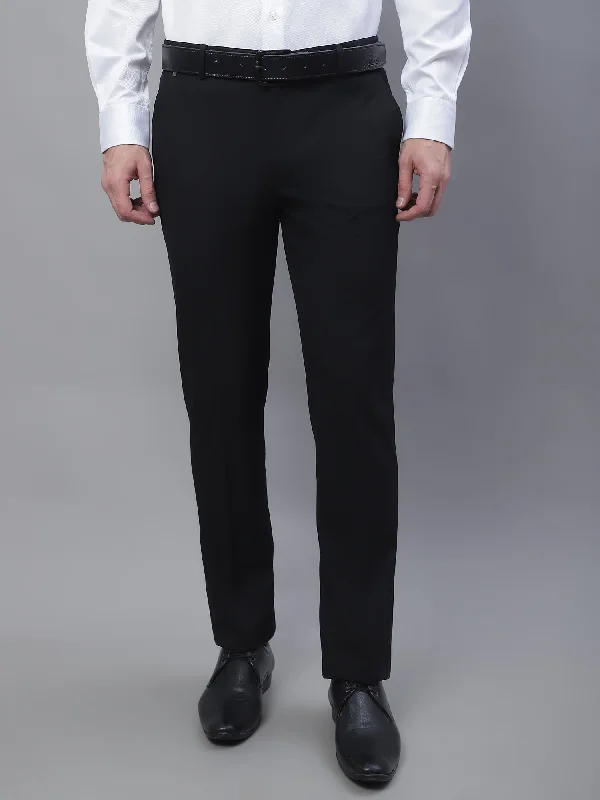 Men's Formal Flat front Black  Trousers