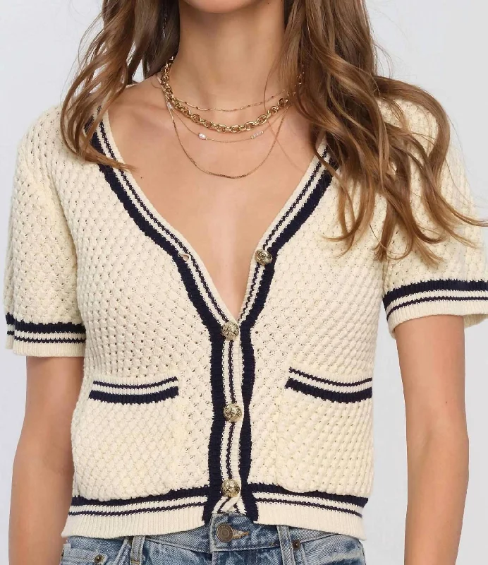 Salinas V Neck Cardigan In Ivory