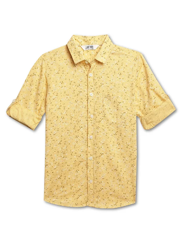 Boys Casual Yellow Full Sleeve with Tab  Shirt