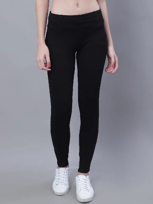 Women's  Broad waistband Black  High rise Jeggings