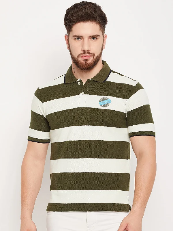 Men Olive Polo T-Shirt