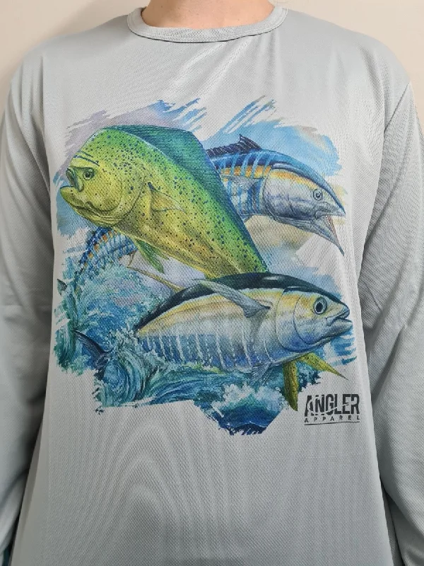 Three Fish Hooked Long Sleeve Shirt