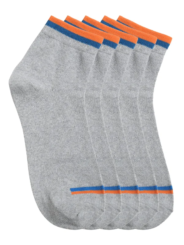 Men's Grey Melange Fashion Ankle length Socks -Pack of 5