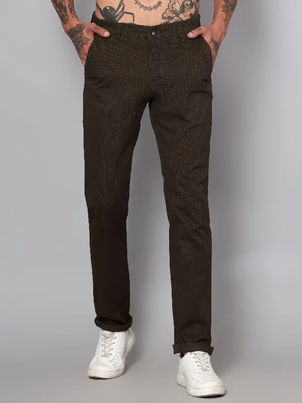 Men's Casual Flat front Olive Green  Trousers