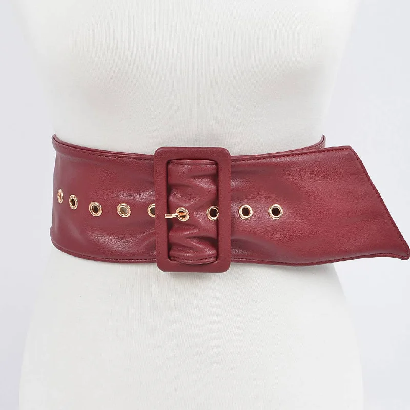 Wide Faux Leather Belt