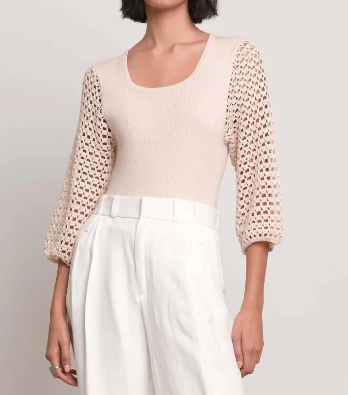 Pieta Crochet Sleeve Top In Ivory