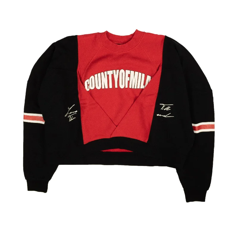 MARCELO BURLON Black & Red Block Color Over Crewneck