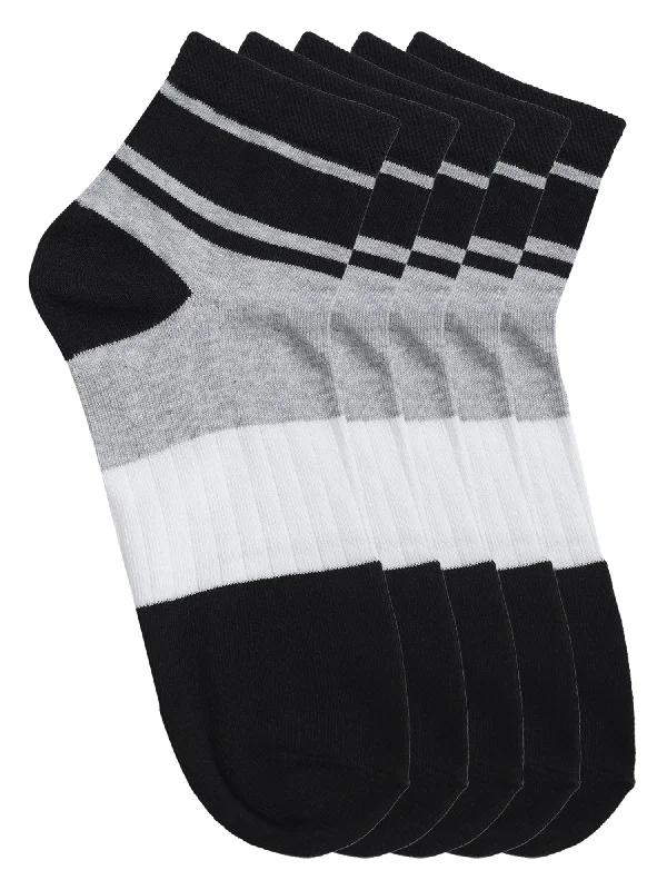 Men's Grey Melange Fashion Ankle length  Socks -Pack of 5