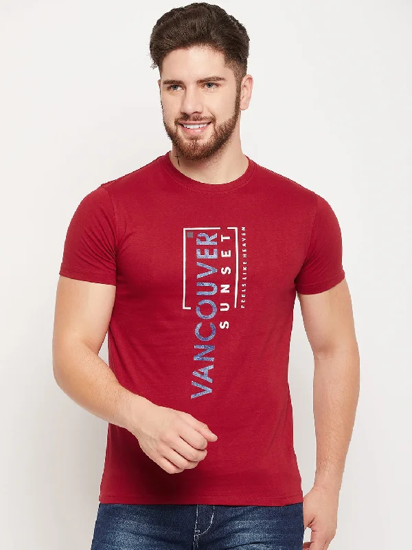 Men Maroon T-Shirt