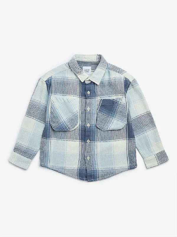 HOP Kids Blue Checkered Cotton Shirt