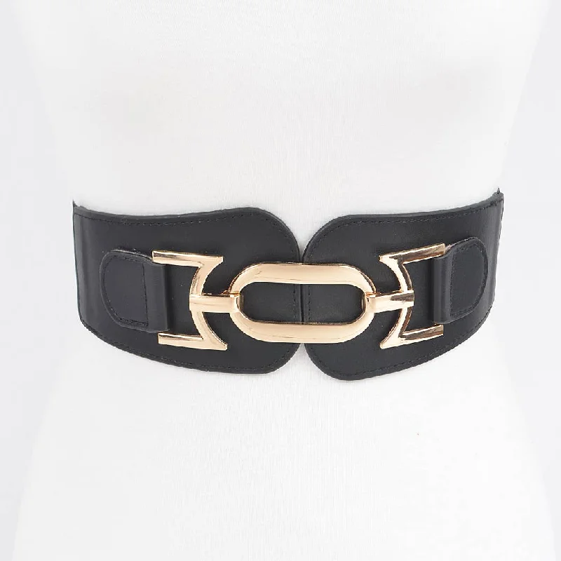 Chunky Metal Oval Buckle Elastic Belt