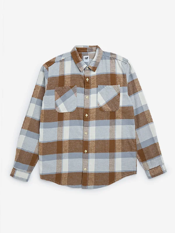 Y&F Kids Multicolour Checks Printed Cotton Shirt