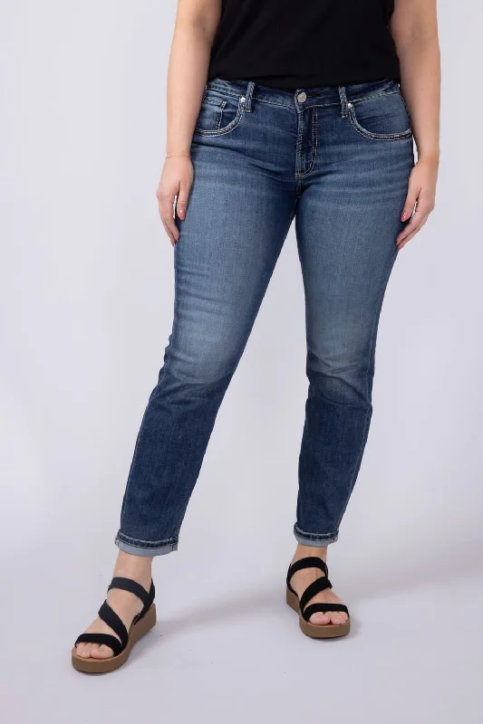 Silver Jeans Boyfriend Mid Rise Slim Leg Jeans for Women | L27170CVS331