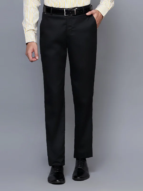 Men's Formal Flat front Black  Trousers