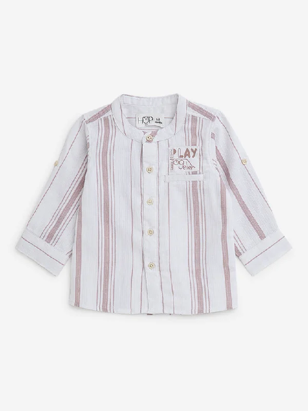 HOP Baby Dusty Pink Striped Cotton Shirt