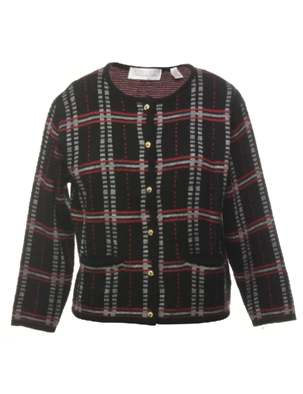 Black Checked Cardigan - M