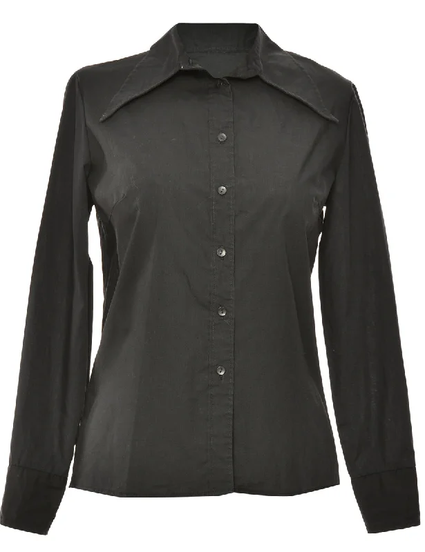 Button Front Black Shirt - M