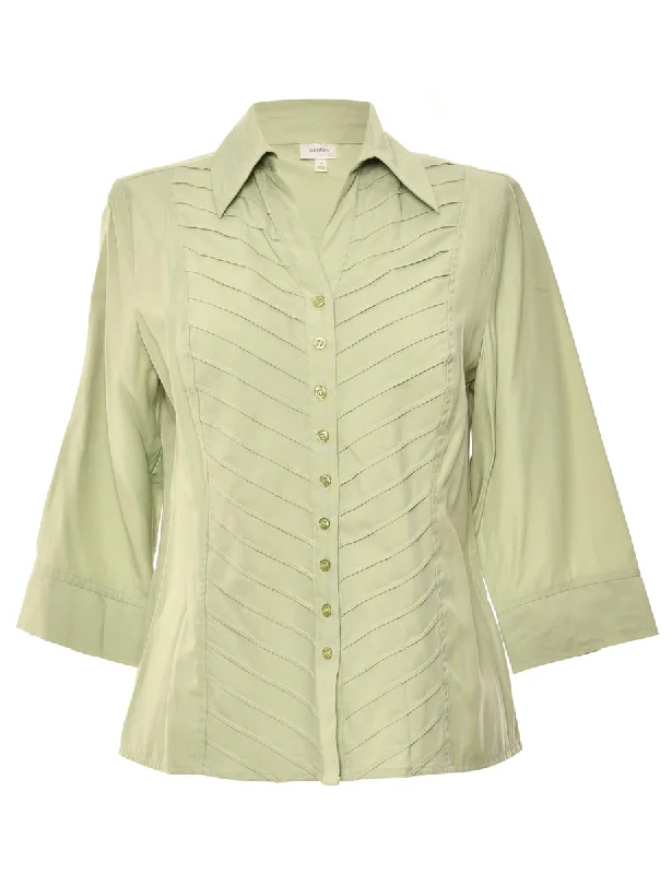 Button Front Light Green Blouse - M