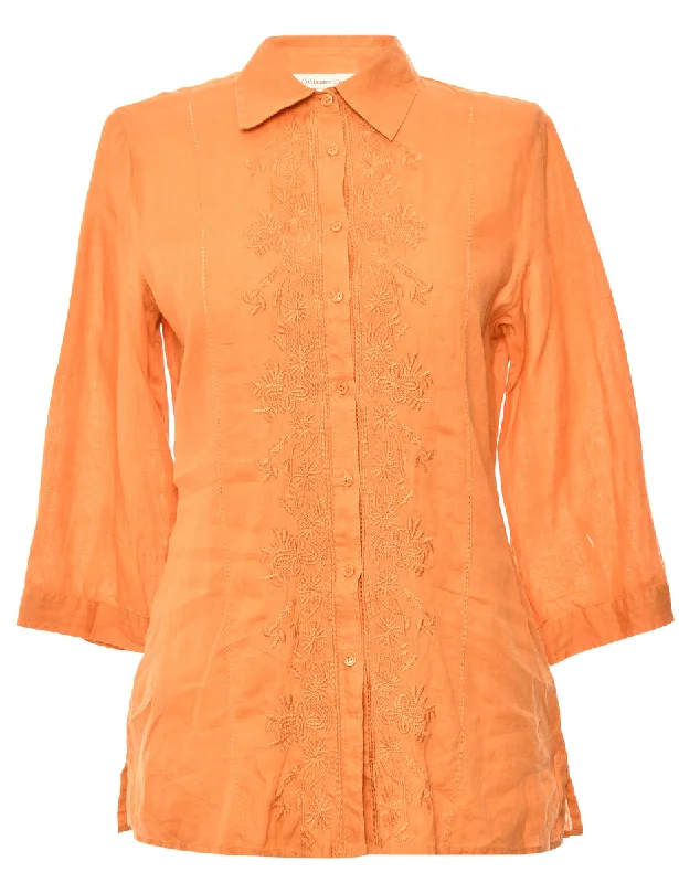 Embroidered Orange Blouse - S