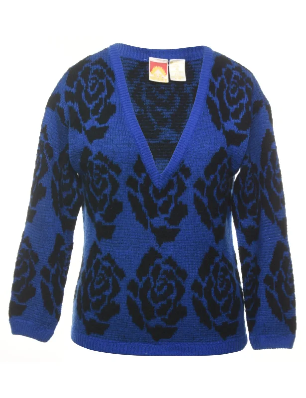 Floral Knit Jumper - M