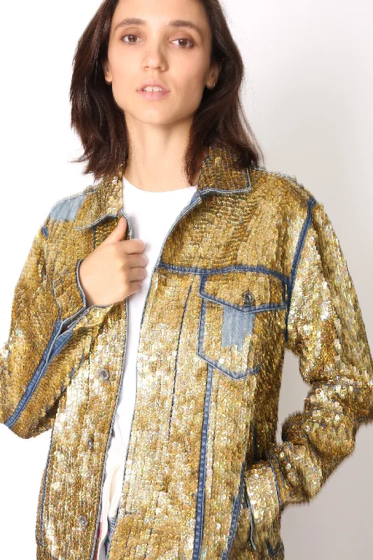 SEQUIN EMBROIDERED DENIM JACKET DEMI X FREE PEOPLE