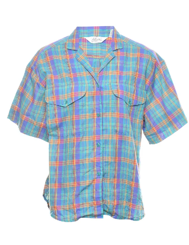 Short-Sleeve Checked Multi-Colour Shirt - L