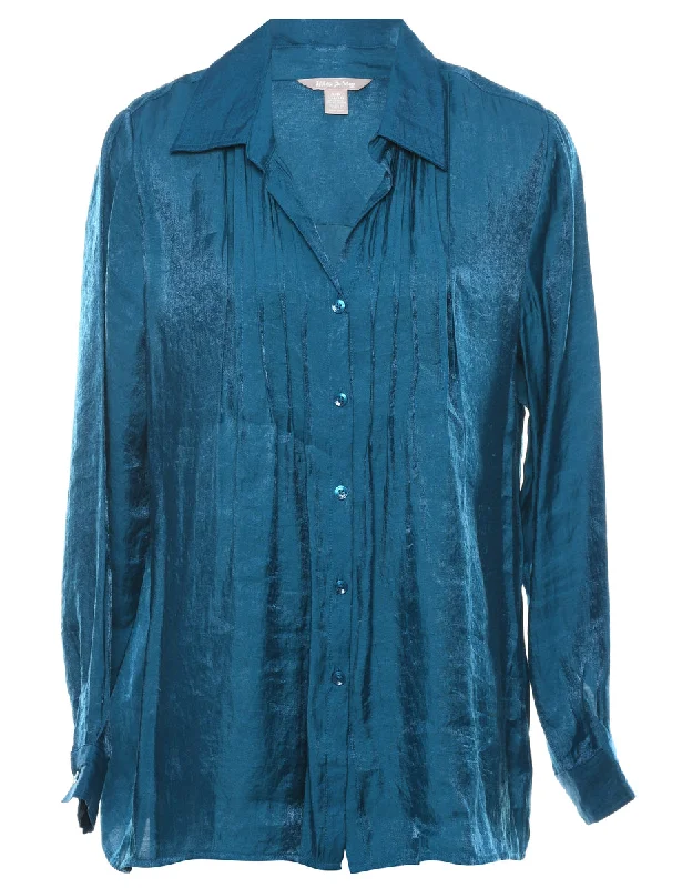 White Stag Teal Metallic Blouse - L