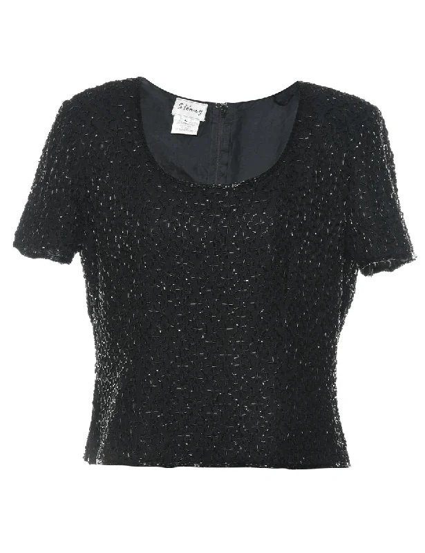 Beaded Silk Party Top - L