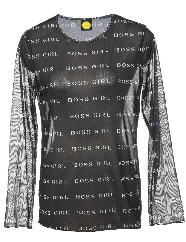 Boss Girl Sheer Printed Top - M