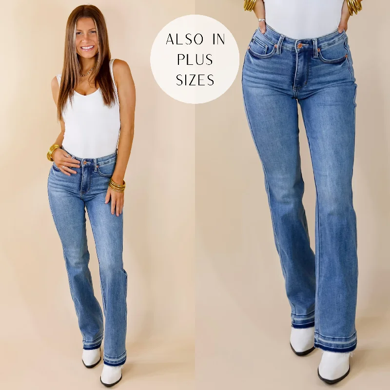 Last Chance Size 0 | Judy Blue | Easily Impressed Tummy Control Slim Boot Jeans with Release Hem in Medium Wash