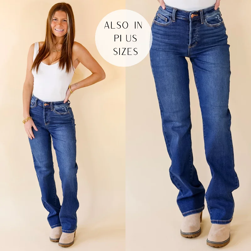 Last Chance Size 0 | Judy Blue | High Standards Hidden Button Fly Jeans in Medium Wash