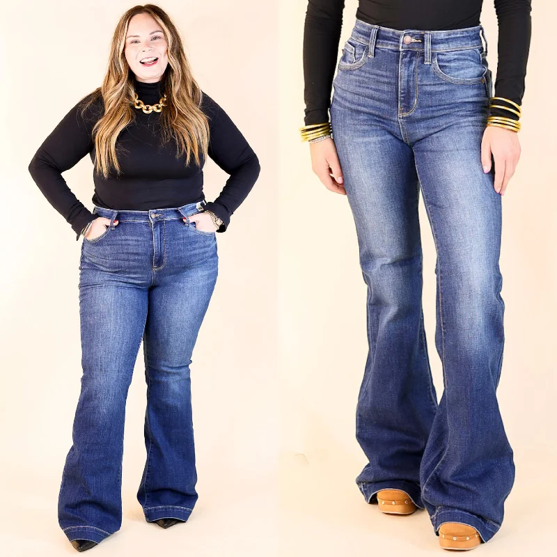 Judy Blue | On the Move High Waisted Wide Hem Flare Jean in Medium Wash