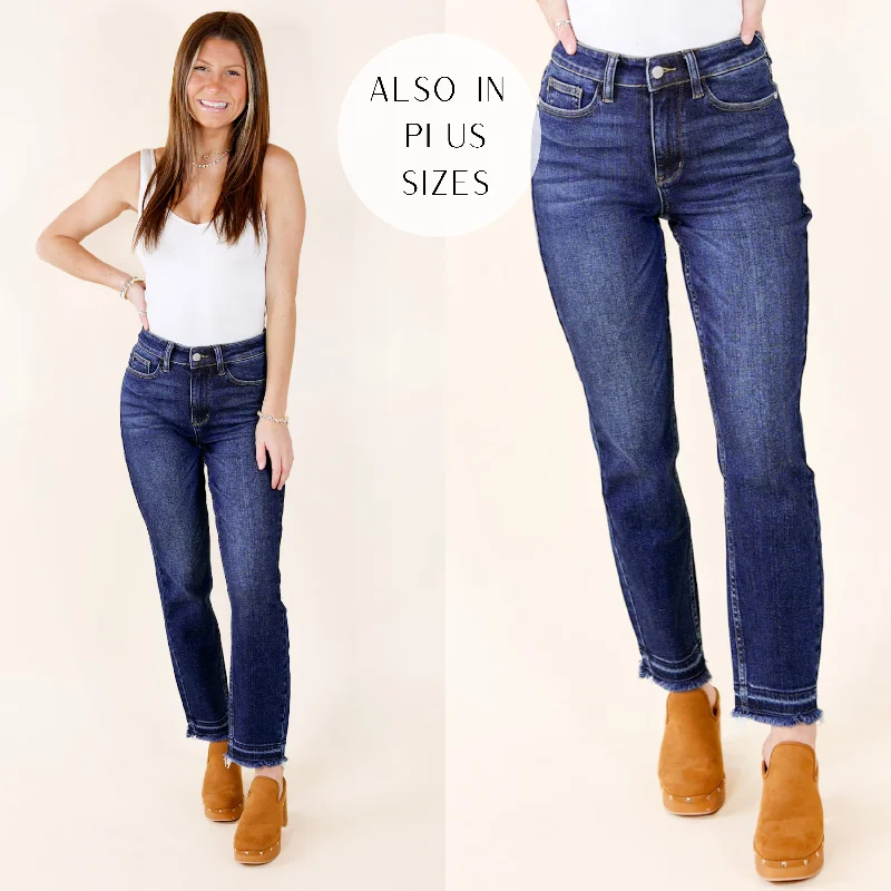 Last Chance Size 0, 1 & 3 | Judy Blue | Spontaneous Success Released Hem Slim Fit Jeans in Dark Wash