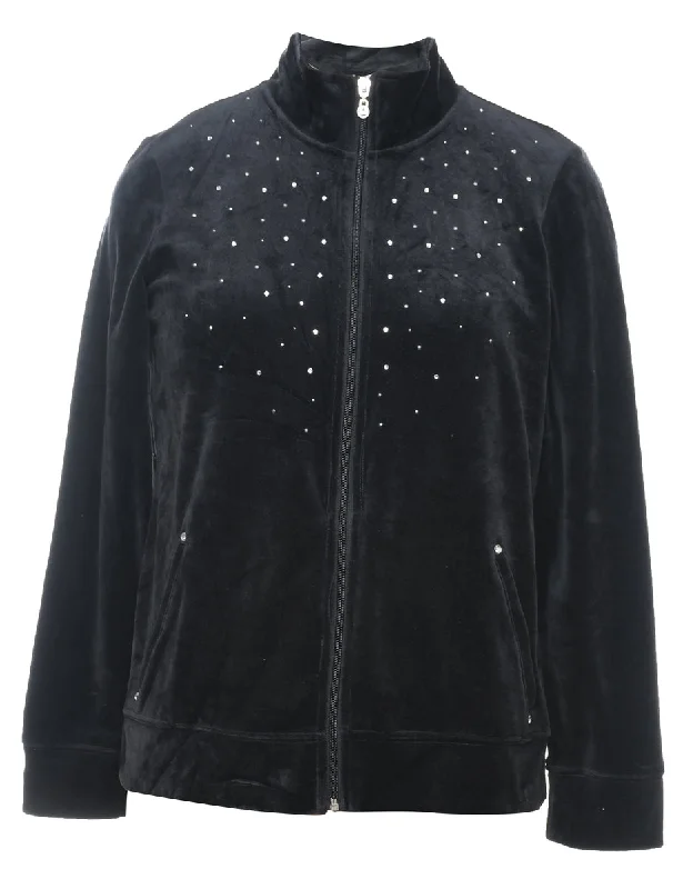 Karen Scott Velour Studded Y2K Track Top - S