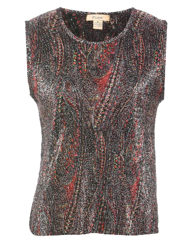 Multi-Colour Paisley Print Sparkly Top - M