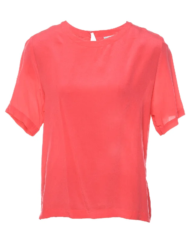 Salmon Pink Silk Top - L