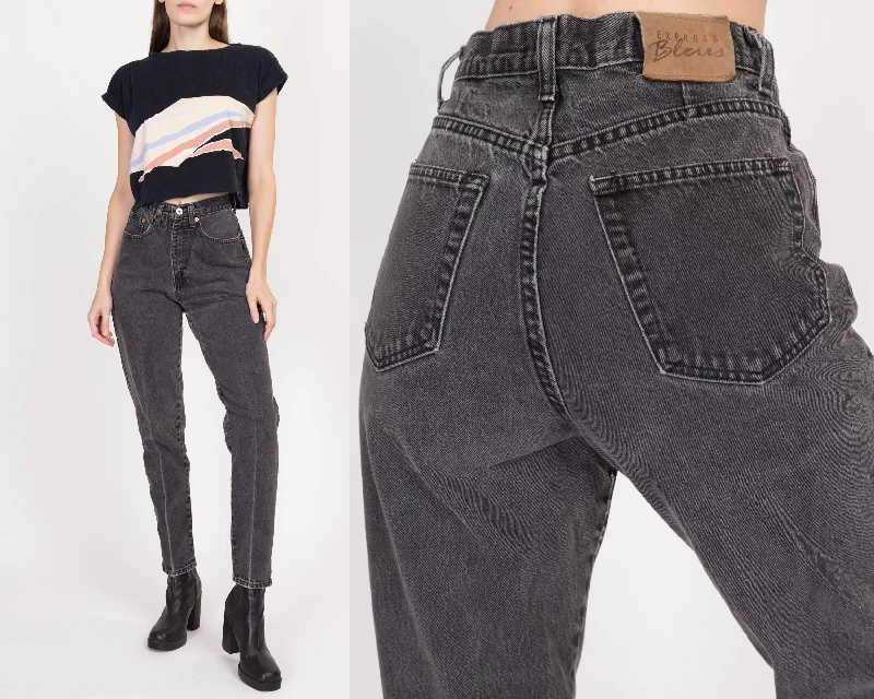 Small 90s Faded Black High Waisted Jeans 27"