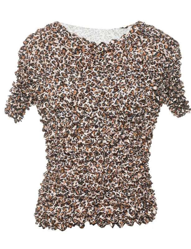 Smocked Leopard Printed Top - S