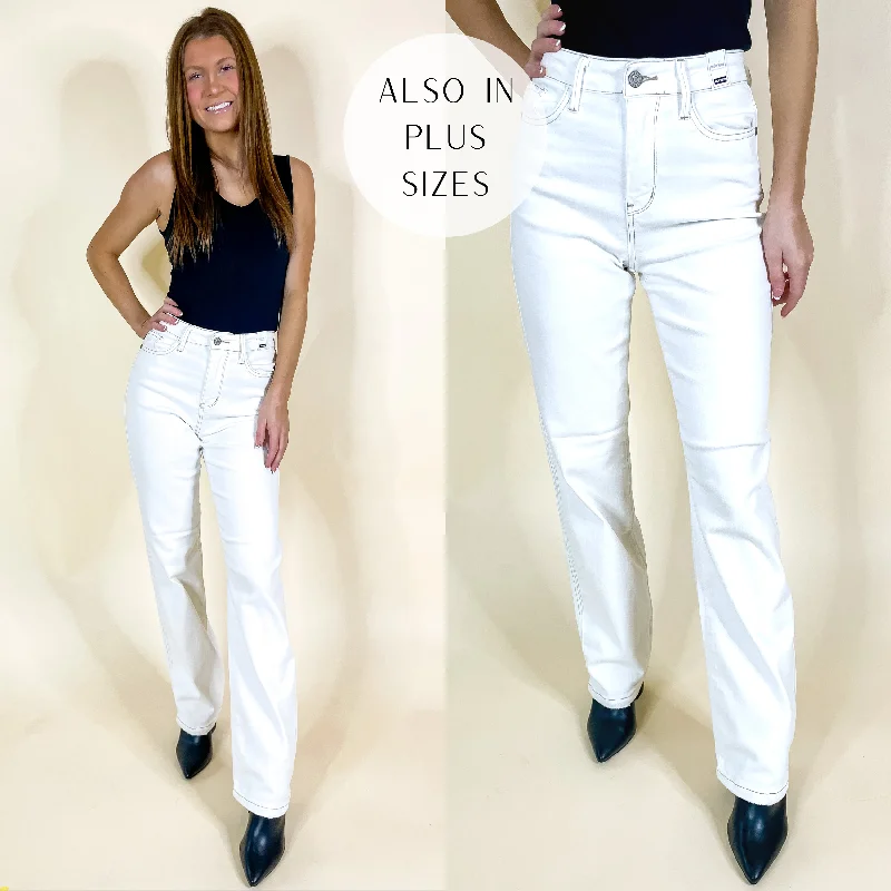 Last Chance Size 0-5, 15, 20W-24W | Judy Blue | Feeling My Best Straight Leg Jeans in Ecru