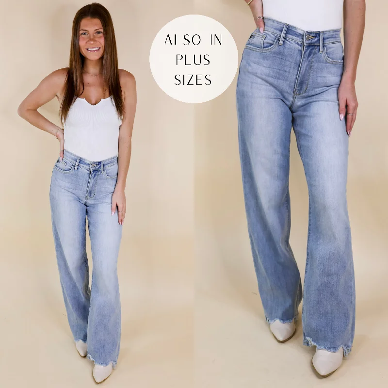 Last Chance Size 22W & 24W | Judy Blue | Fascinating Day Destroy Hem Straight Leg Jeans in Light Wash