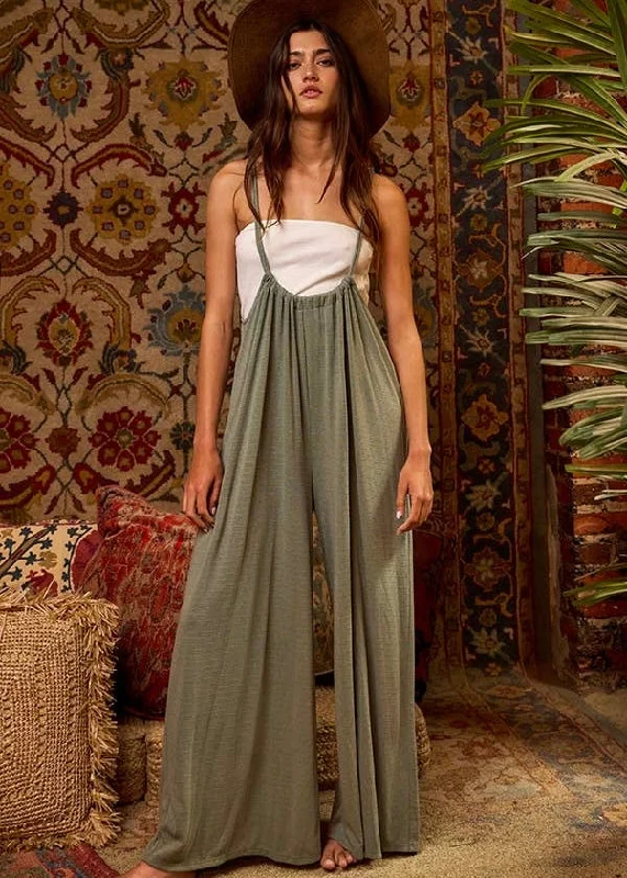 Gypsy Dreamer Wide Leg Solid Knit Adjustable Sage Jumper